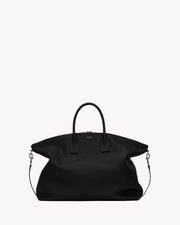 Saint Laurent bowling tote bag in black grained calfskin leather front view