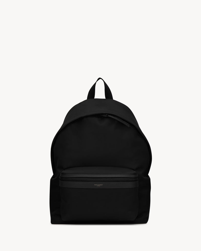 Saint Laurent City Backpack in ECONYL Nylon | Black | Leather Trim