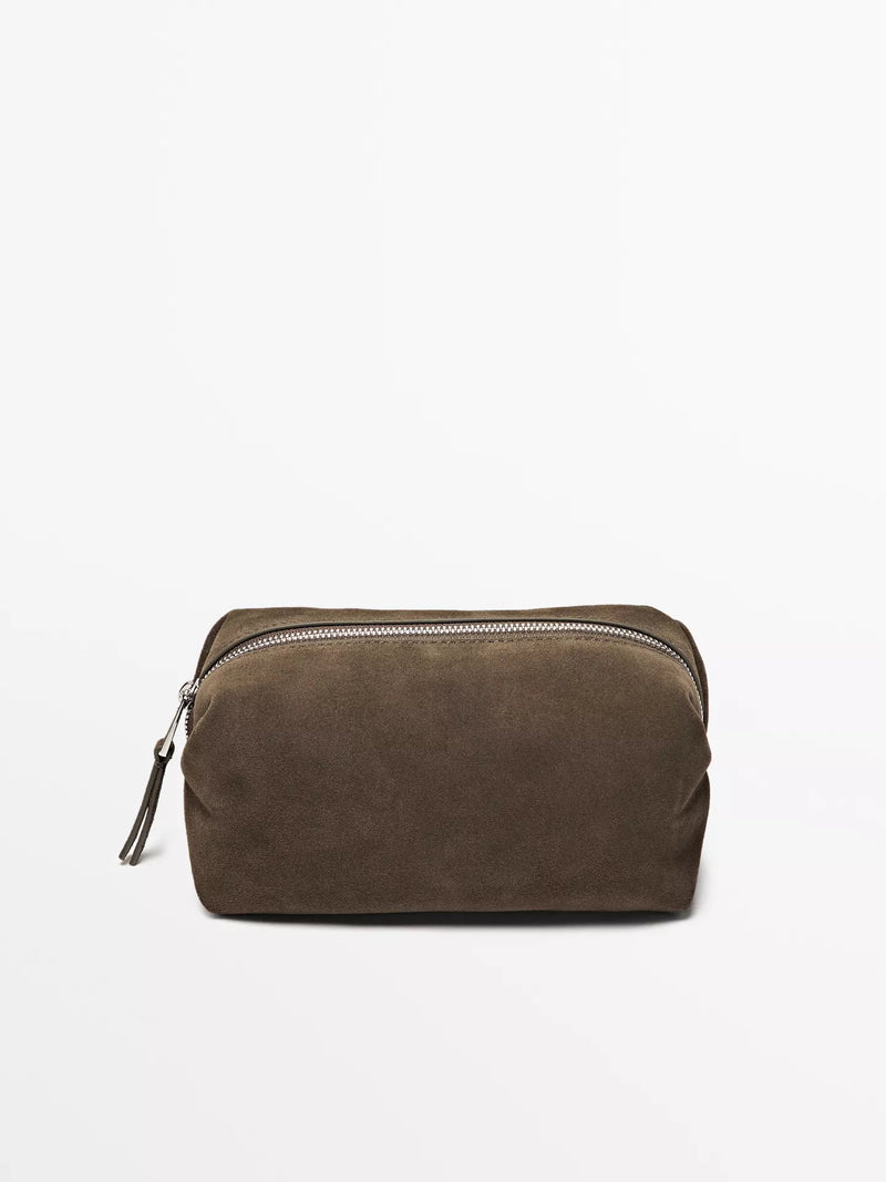 Split Leather Toiletry Bag - Mens Leather Hygiene Bag
