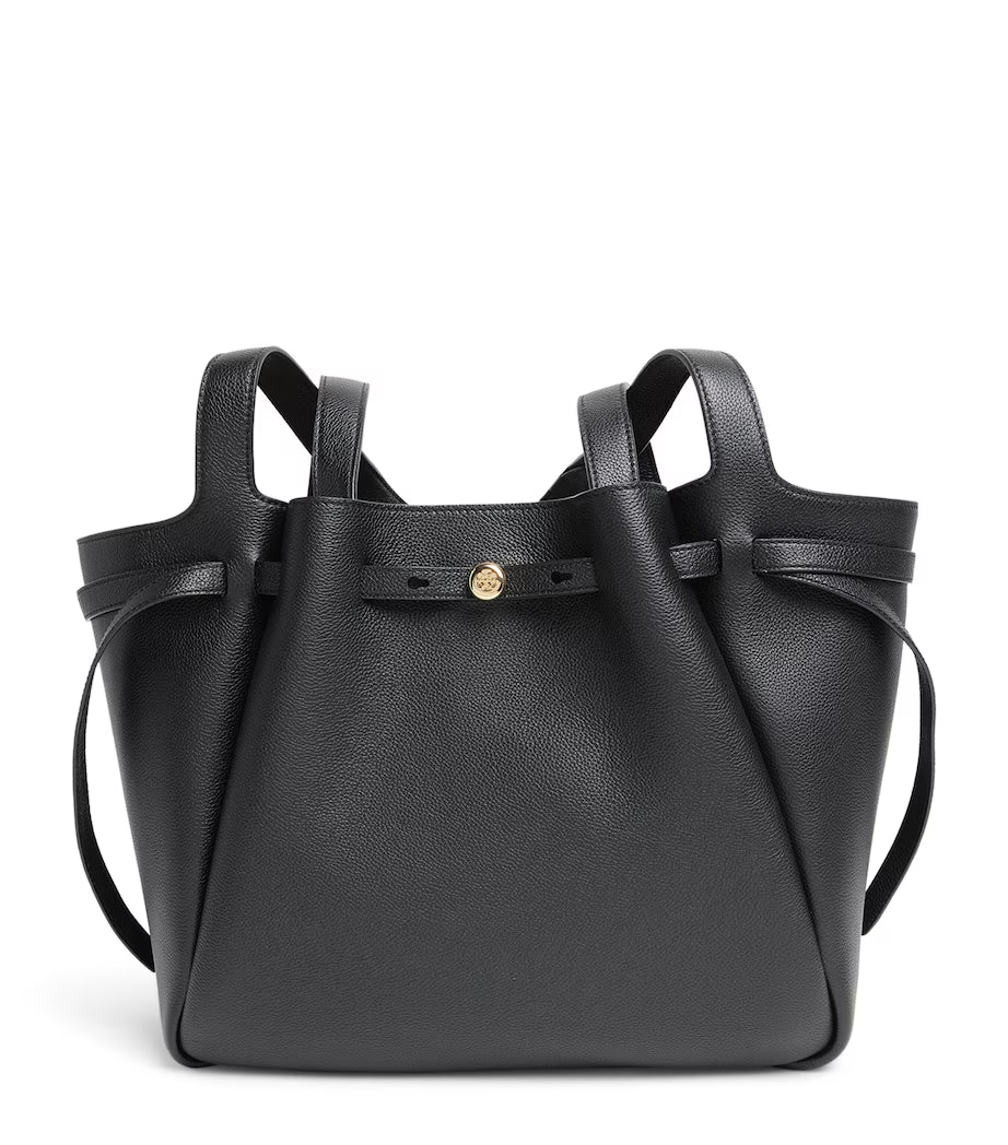 Tory Burch Romy tote bag in black pebbled leather